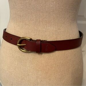 POLO RALPH LAUREN MENS BELT BROWN LEATHER GOLD TONE BUCKLE SIZE 28